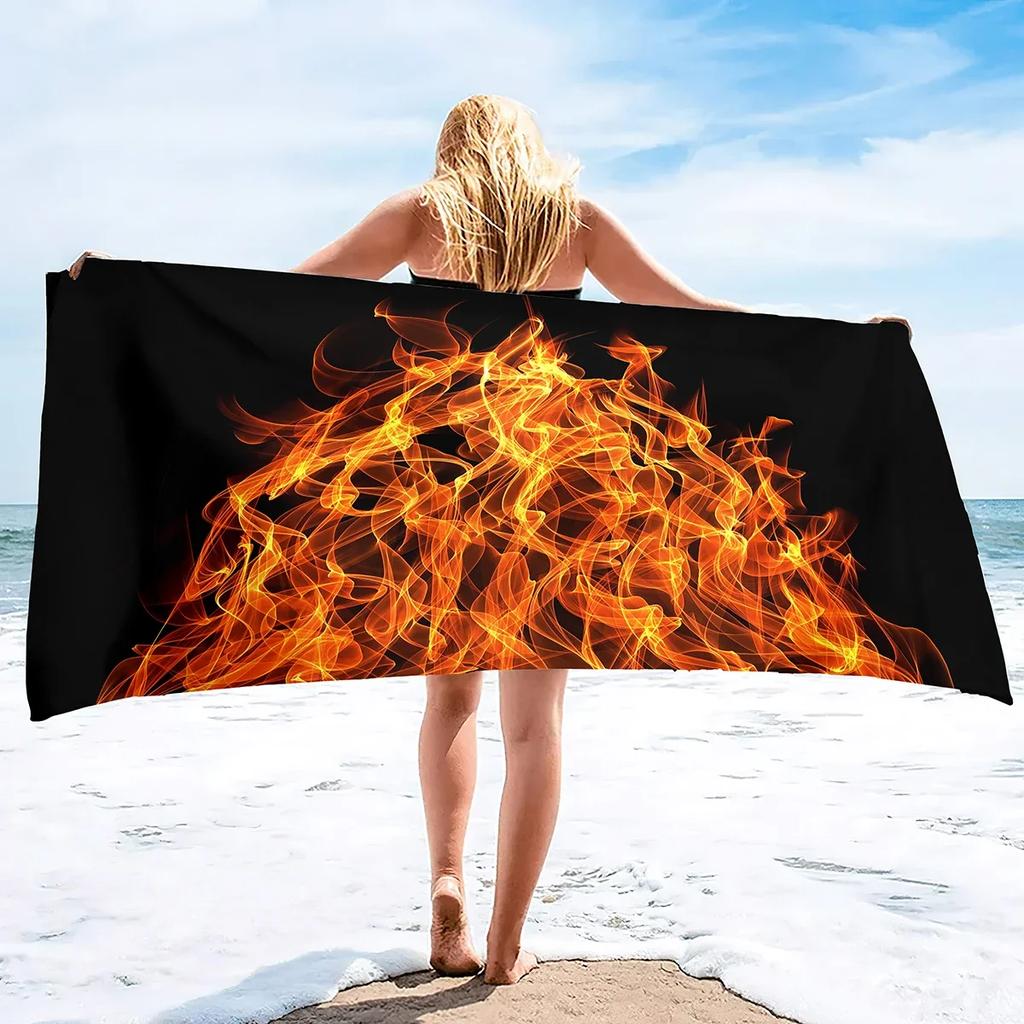 Fire Flames Super Soft Beach Quick-Drying Bath Towel Unisex Large Absorbent Towel Blanket for Outdoor Travel Camping Yoga