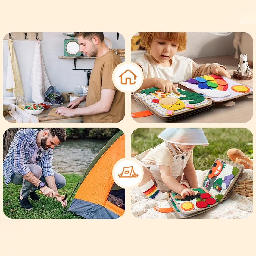 Babyspielzeug Weiches 3D Stoffbuch Erstes Buch Montessori Säugling Frühe Farbe Kognitive Lernspielzeuge Erlernen grundlegender Lebenskompetenzen Spielzeuge