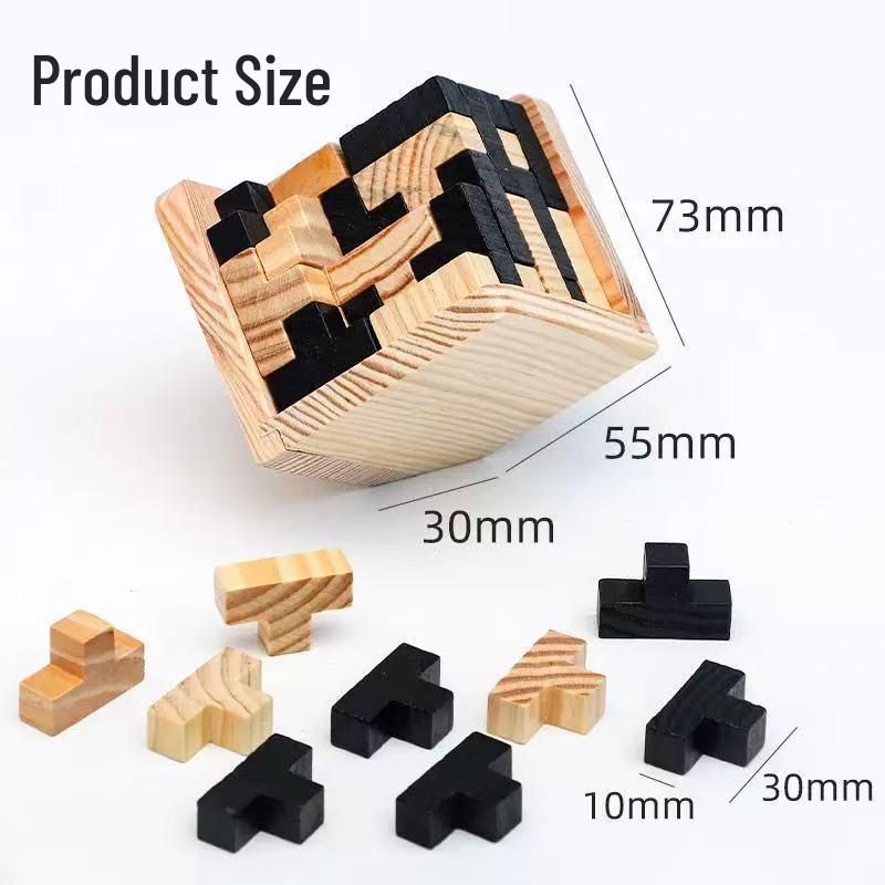 Kongming 3D Wooden Puzzle: Colorful Luban Lock Educational Toy