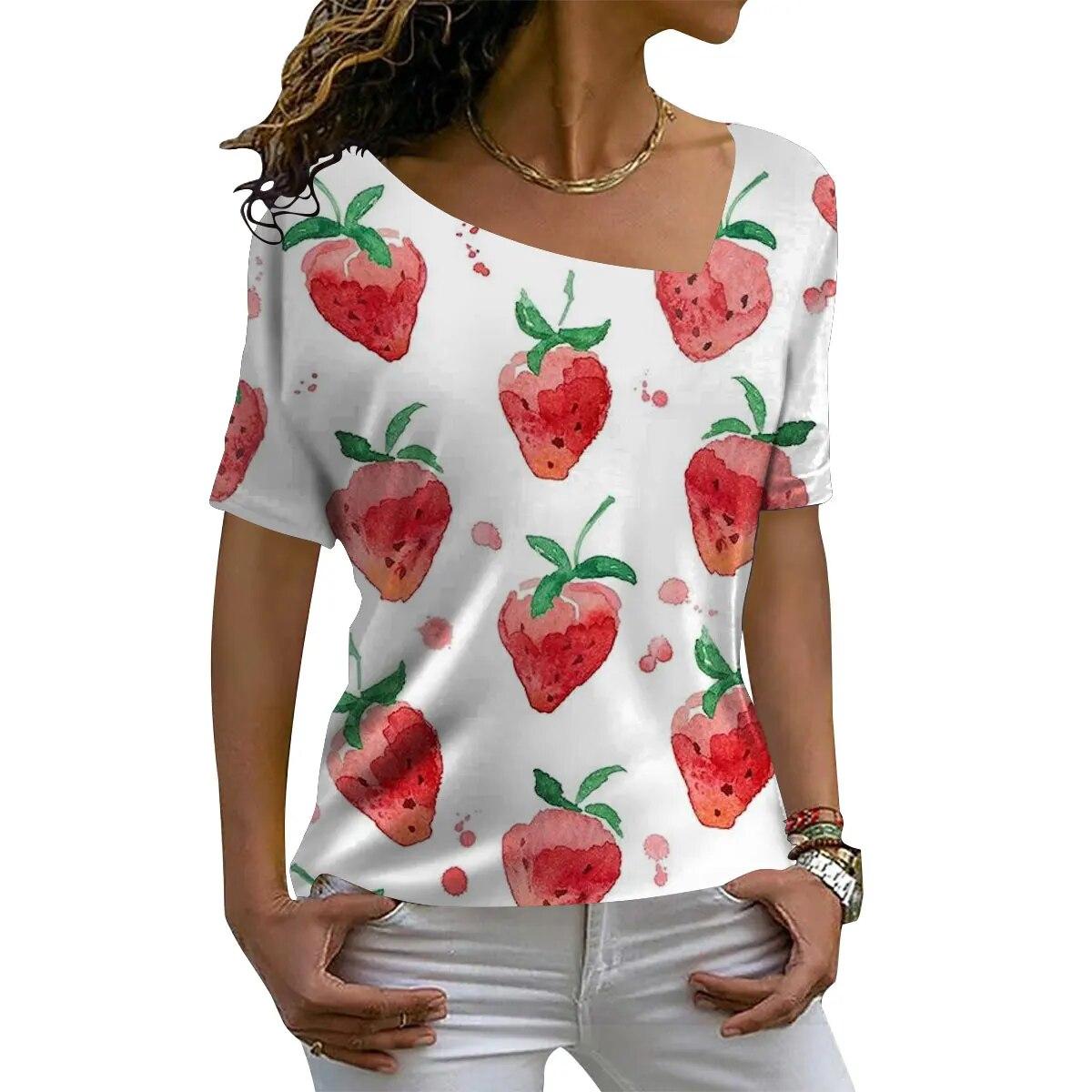 

Женская футболка с диагональным воротником и v-образным вырезом Y2k, сексуальный пуловер, свободные топы, женская мода, уличная одежда, повседневные летние футболки с короткими рукавами 2023 8XL