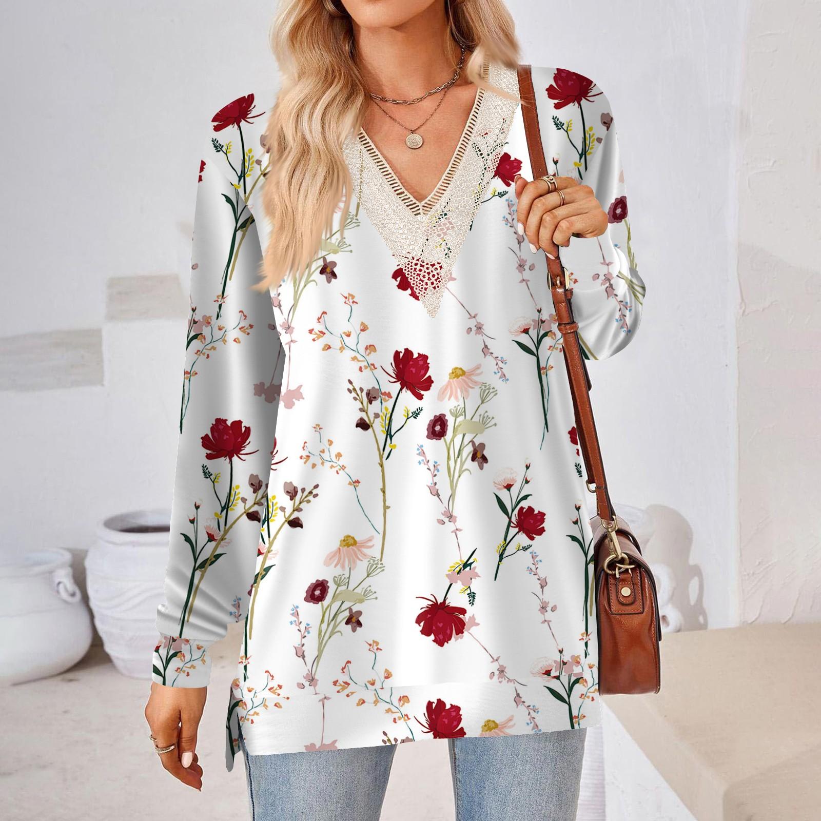 

Женские топы Свободные свободные футболки с длинными рукавами контрастного цвета и разрезом Женские топы S красный