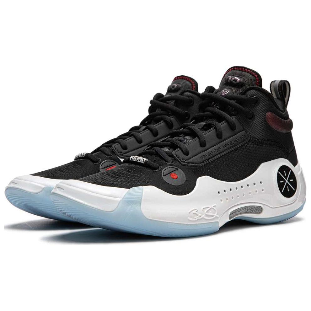 New LiNing WOW 10 Cushioning Wear Resistant Low Top Basketball Shoes Men's Black White Blue ABAS115-14