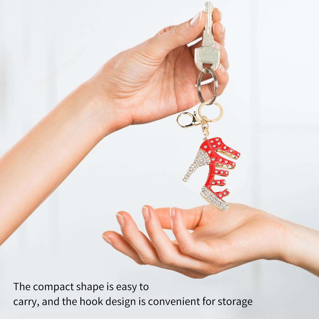 Rhinestone Keychain High Heeled Shoe Shape Cute Jewelry Bag Purse Pendant Accessories