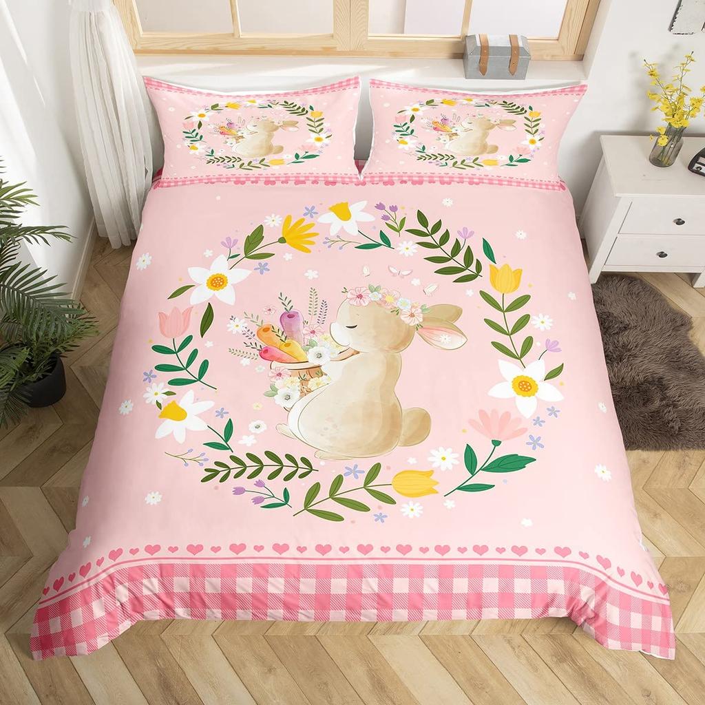 Guinea Pig Comforter Cover Set Cute Guinea Pig and Carrot Decor Duvet Cover 3D Animal Print Bedding Set 3pcs with 2 Pillow Cases