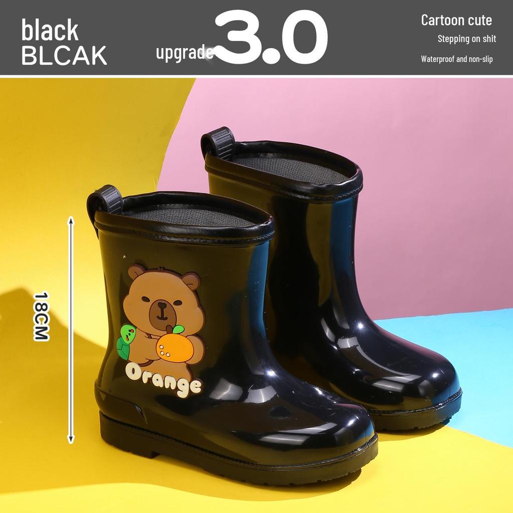Wasserdichte gefütterte Gummistiefel für Kinder: Rutschfeste, kältebeständige Gummistiefel mit Kordelzug für Kleinkinder und ältere Kinder