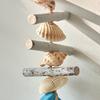 Wooden Fish Coastal Wall Ornament Nautical Theme Sea Fish Wall Art with Hemp Rope Vintage Lake House Hanging Sculpture for Home Living Room