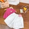 Fashionable 2024 Summer Girls Knit Ensemble With Elegant Dragon Fruit Top And Shorts