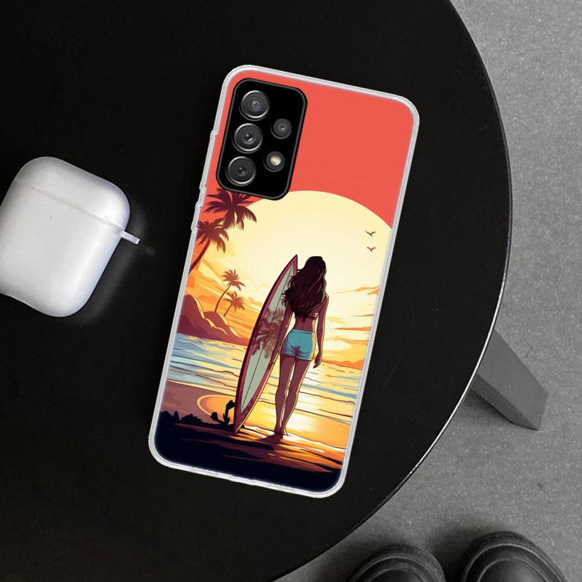 Surf Board Aesthetic Phone Case for Samsung Galaxy A17 A16 A26 A36 A56 A57 A37 A15 A25 A35 A55 A14 A24 A34 A54 A13 A23 A33 A53 G