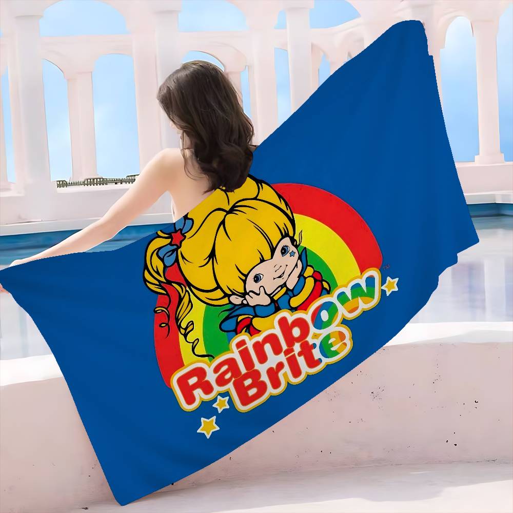R-Rainbow B-Brite Cartoon Bath Towel Microfiber Soft Water Absorbing Breathable For Girl Kids Decorative Cartoon Beach Towel