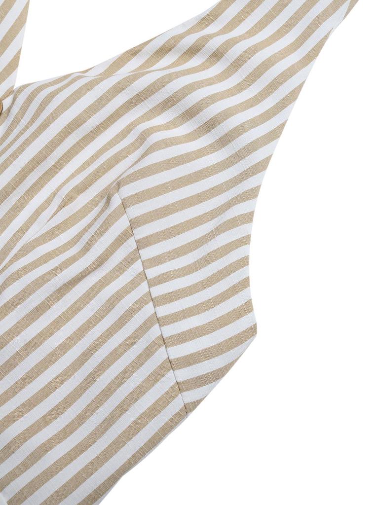 2026 Spring/Summer Striped Sleeveless Halter Jumpsuit - European and American Style, Backless, Casual, Short