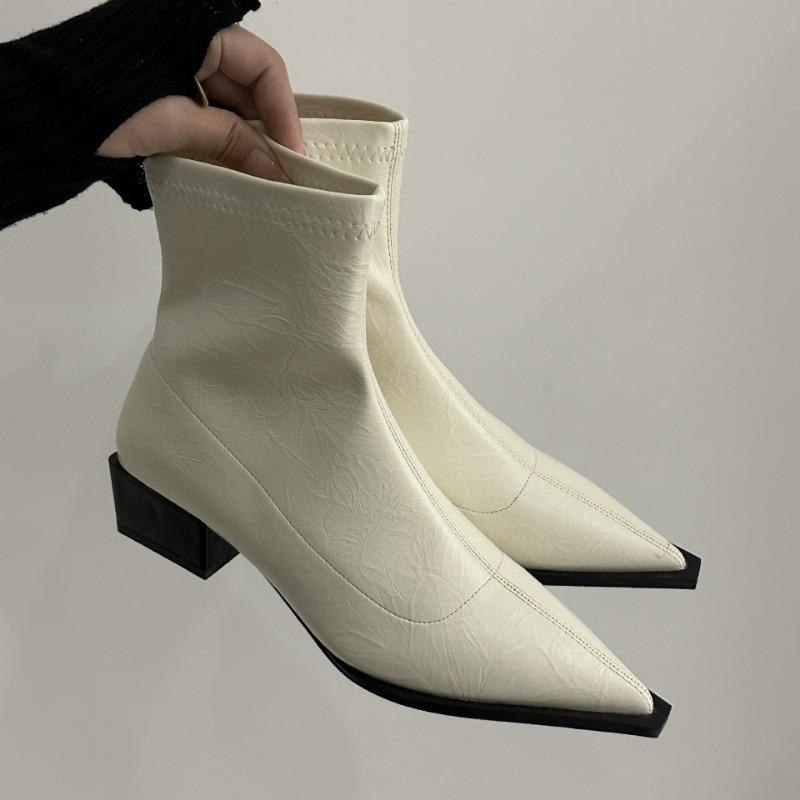 Pointed Short Boots Women's New Autumn and Winter Single Boots Fashion Thick Heel Thin Boots Niche Martin Boots