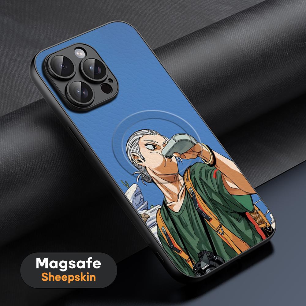 Taro Sakamoto Japan hot anime Phone Case For iPhone 16 15 14 13 12 11 Plus Pro Max High-end Luxury Magsafe Sheepskin