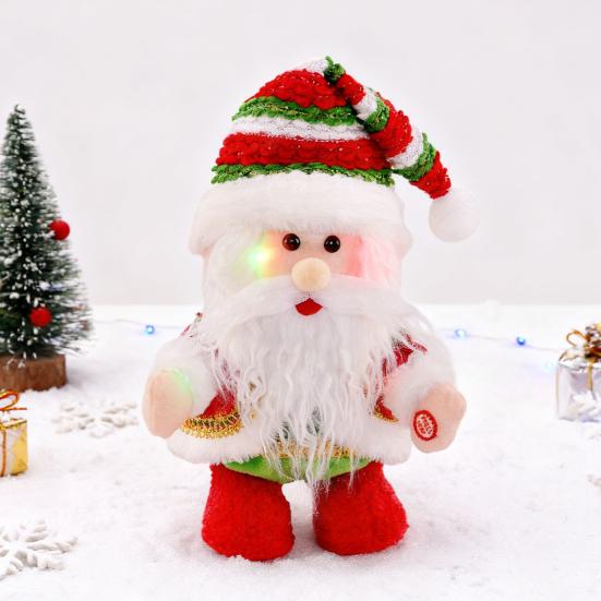 Santa Claus Ornament Electric Walking Singing Santa Toy with Funny Moves Songs Stuffed Christmas Doll Holiday Decoration