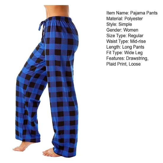 Women Pajama Pants Elastic Drawstring Waist Straight Wide Leg Casual Comfy Stretchy Sleep Bottoms Daily Wear