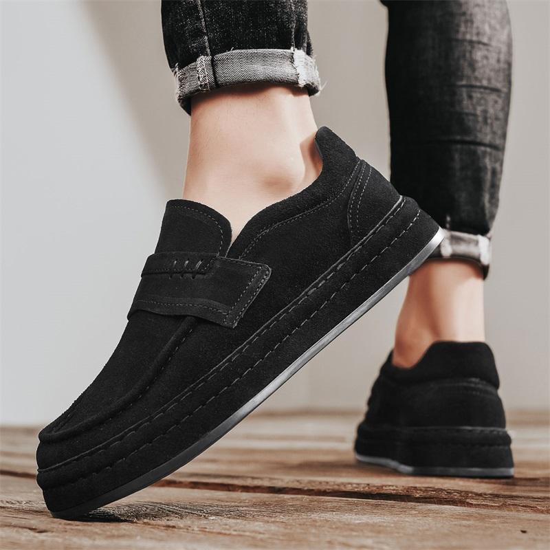 High Quality Mens Loafers Suede Leather Slip on Men Casual Shoes Comfortable Walking Footwear Platform Lightweight Driving Shoes
