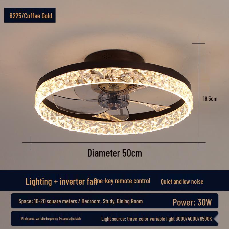 Round DC Variable Ceiling Fan Light for Simple Bedrooms