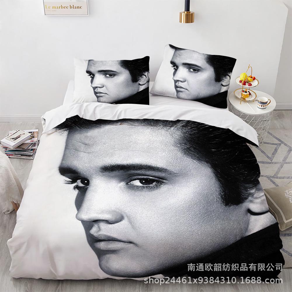 Größe 3D Digitaldruck Elvis Presley Heimtextil Quilt-Set Dreiteilig