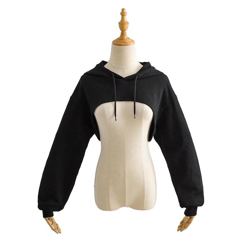 Spring Women's European-American Style Drawstring Hoodie - Solid Color, Versatile Long Sleeve Sweatshirt