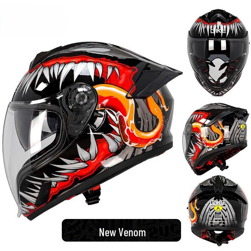 Cross-Border Motorcycle Helmet with Spoiler, Double Visors, Ghost Face Design, Unisex, Full Face, 3C/DOT Certified, All Seasons