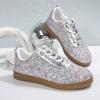 2025 Women's Sneakers Luxury Sequined Casual Shoes Fashion Outdoor Vulcanized Shoes for Women Lace Up Flats Zapatillas De Mujer