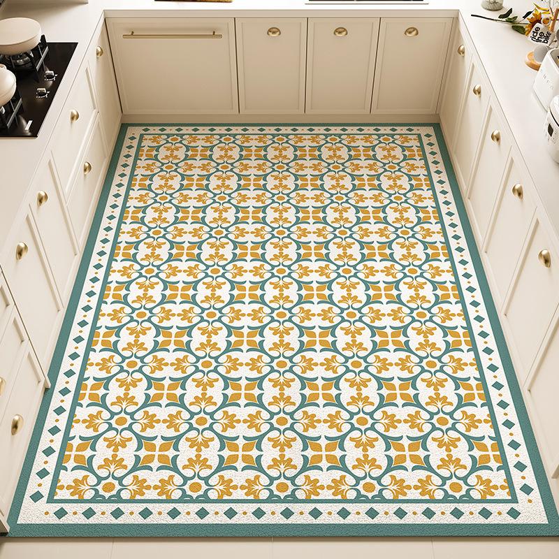 Fresh Kitchen Mat - Waterproof, Oil-Resistant, Non-Slip PVC Leather Area Rug, Easy-Clean and Cuttable Floor Mat for Home Use