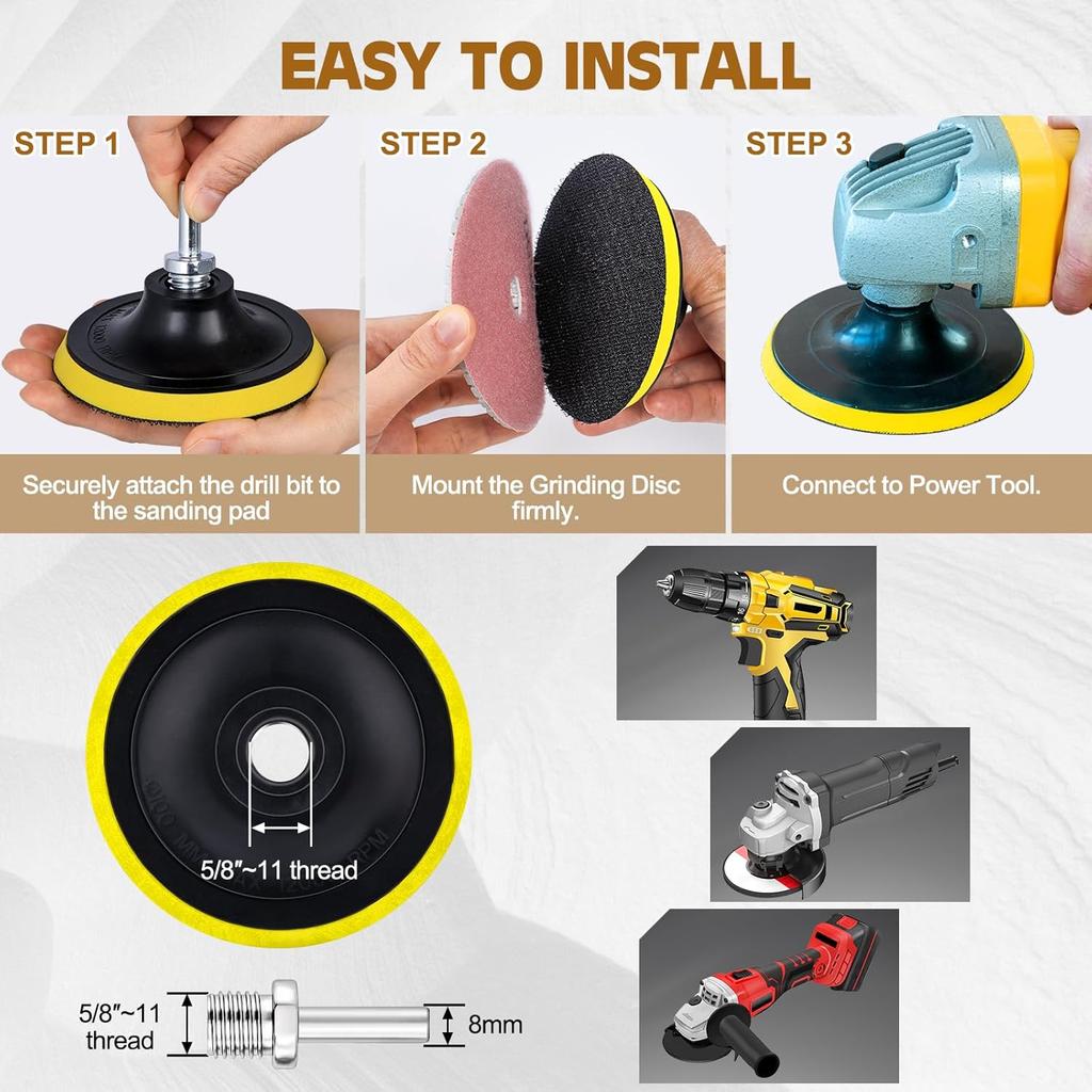 20 Pack 4 Inch Diamond Polishing Pads, Granite Polishing Pads Kit With 5/8''-11 Backer Pad, 50-6000 Grit Wet/Dry Polishing Pads For Marble, Concrete,