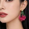 Exaggerated Ear Studs Yellow / Rose Red Drop Earrings Dangle Earrings  Garden