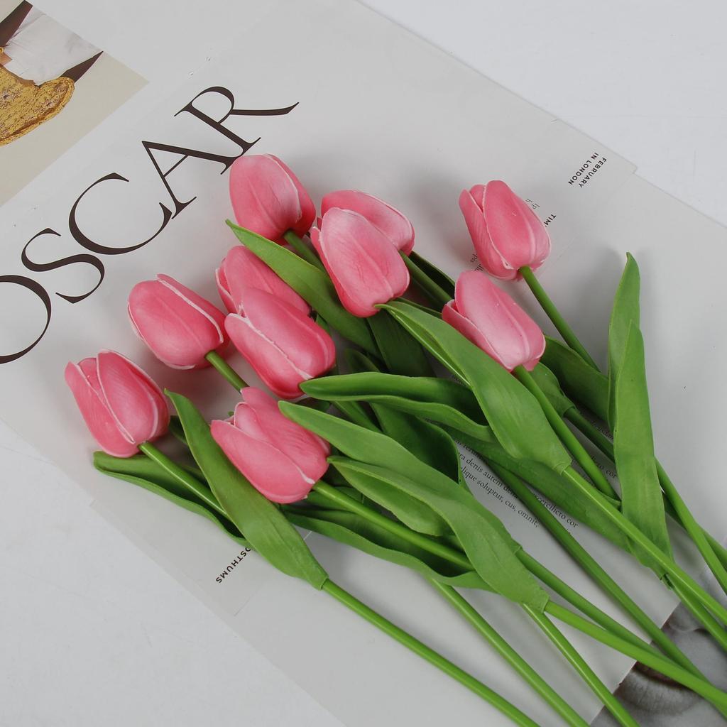 Mini High-Grade Artificial Tulip Flowers for Photography & Home Decor – Realistic Wet Feel Bouquets.