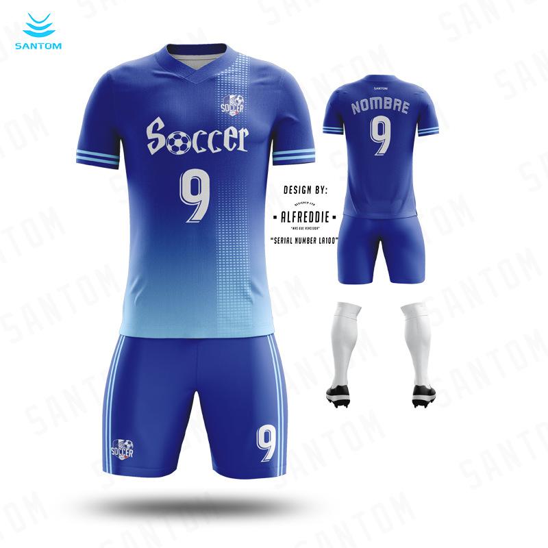 Football jersey set men's and women's digital printing custom quick-drying sports breathable map custom short-sleeved jersey