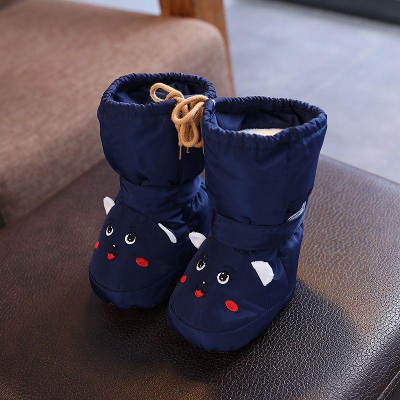 Warme Baumwoll-Babyschuhe: Mit Fleece gefüttert, rutschfest, weiche Sohle für Jungen und Mädchen von 0-1 Jahr, Winter.
