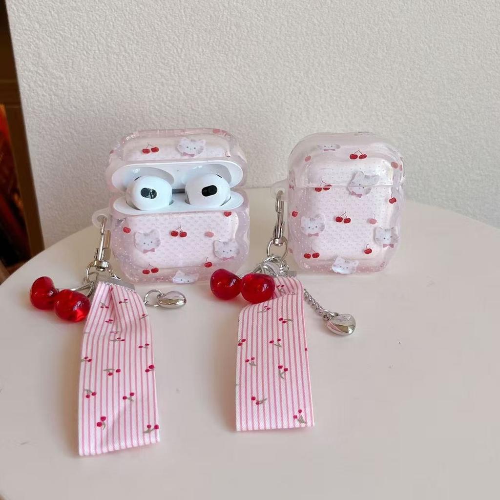 Cute Cherry Cat for Apple Airpodspro1 Earphone Cover 1st Generation Wireless Bluetooth Apple AirPods 1