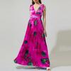 Boho Floral Print Deep V-Neck Wrap Maxi Dress Women 2026 High Waist Sleeveless Flowy Beach Vacation