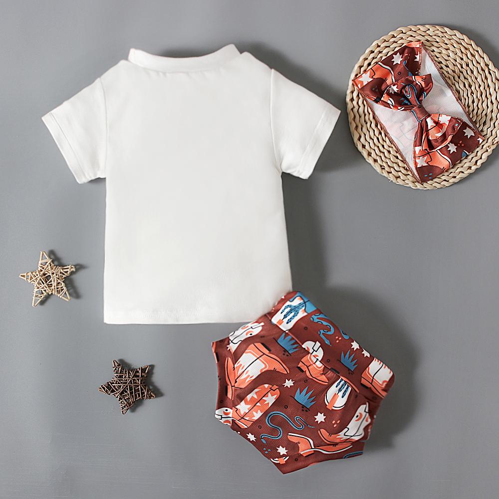 Summer Baby Animal Printed Tee Shirt + Shorts + Headband 3PCS Outfits Clothes for 0-3 Years