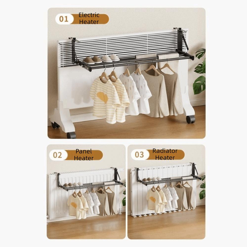 Carbon Steel Retractable Radiator Cloth Airer Wall Mounted Shoes Storage Rack  for Living Room