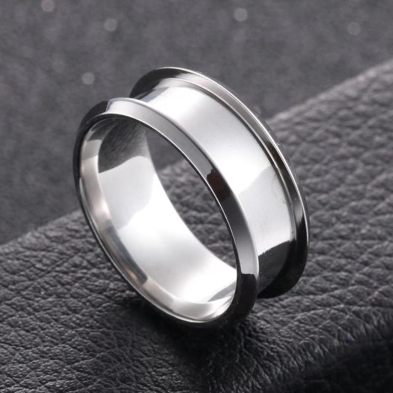6 Stück 8mm Edelstahl Rilliger Fingerring Kern Rohling für Einlege-Ring Schmuckherstellung Polierter Komfort Rilliger Ring