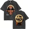 2026 Hot Sale Washed Vintage The Worm Dennis Rodman I'm Back T-shirt Men Women Fashion Hip Hop Oversized T Shirts Male Rock Retro Streetwear