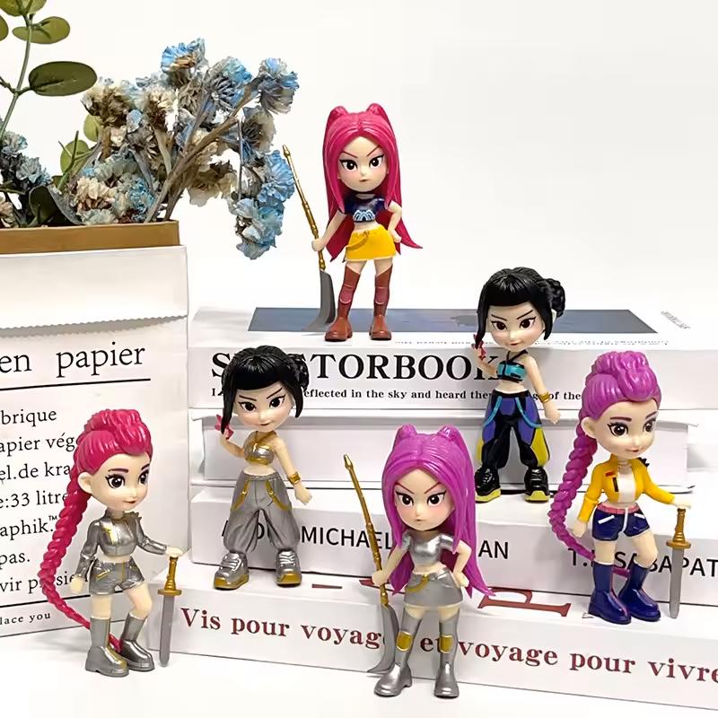 6pcs Kpop Demon Hunters Figure Toy Cartoon Rumi/Mira/Zoey Action Figure PVC Desktop Decoration Model Doll Toy Fans Gift