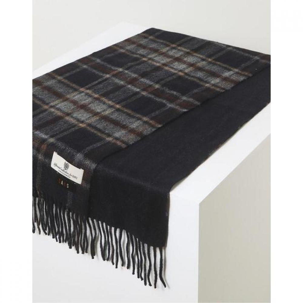Daks Unisex Dark Gray Check Cashmere 100  Reversible Scarf Dbmu2f706