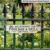 2D Flat, 1pc, German Aluminium Decorative Sign, Willkommen Zur Poolbar and Grill Am Pool Aluminium Sign, Rustic Pool Bar Wooden Plaques, Outdoor Wall