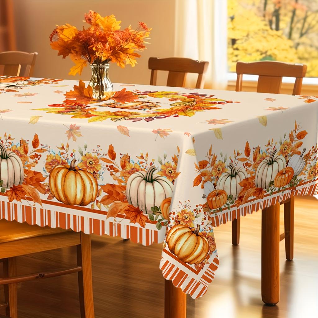 Herbst Erntedank Kürbis Ahornblätter Tischdecke Für Tischdeko Herbst Ernte Floral Küche Esstisch Tuch Hochzeitsdeko