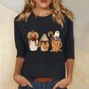 Women's Fashion Casual Three-quarter Sleeve Halloween Printed Round Neck Top
