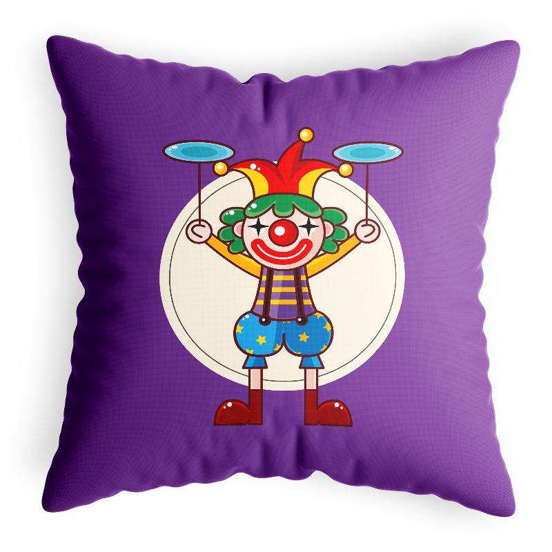 Circus Clown Cushion Cover Happy Kids Home Cartoon Cute Pillow Cover Car Restaurant Cushion Cover