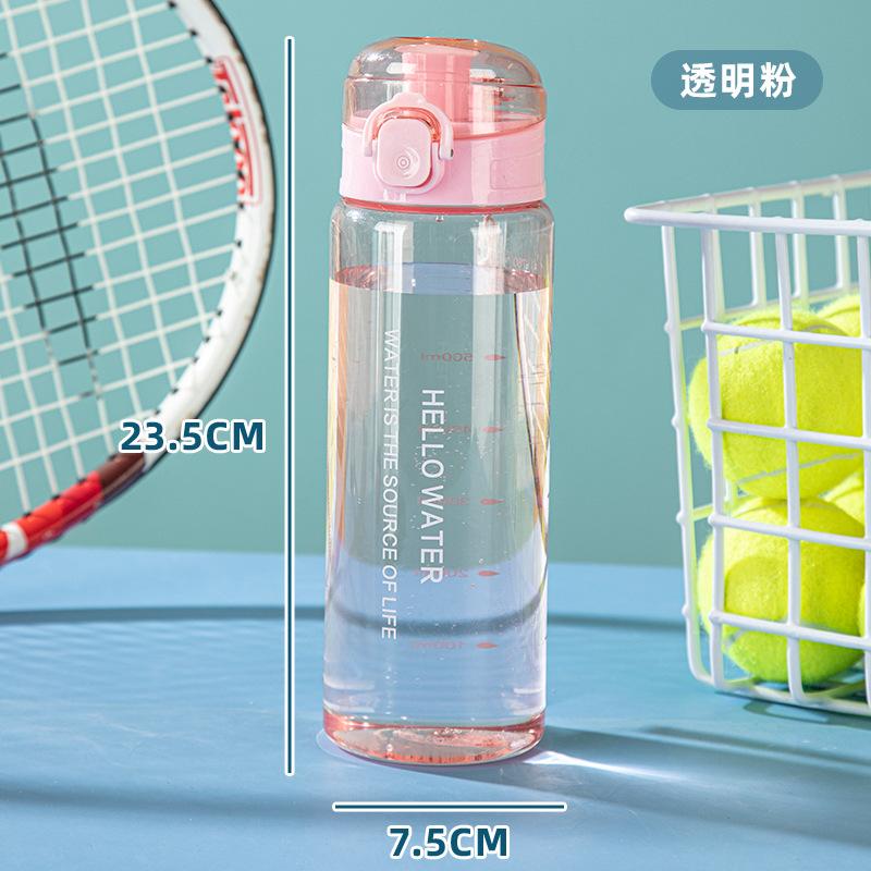 780ml Plastic Sports Water Bottle Portable Gym Travel Clear Leak Proof Drinking Bottle Pink Blue High Value Modern Simple Style