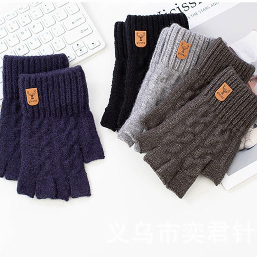 Alpaka Wolle Gestrickte Handschuhe Thermische Halbfingerhandschuhe Trendige Winter Warme Handschuhe