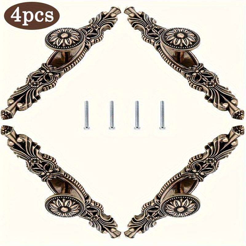 

4/8 шт. Ручки-скобы с фиксированной декоративной пластиной, антикварные латунные ручки, винтажные ручки для выдвижных ящиков мебели, кухонных дверок шкафов с винтами 4pcs