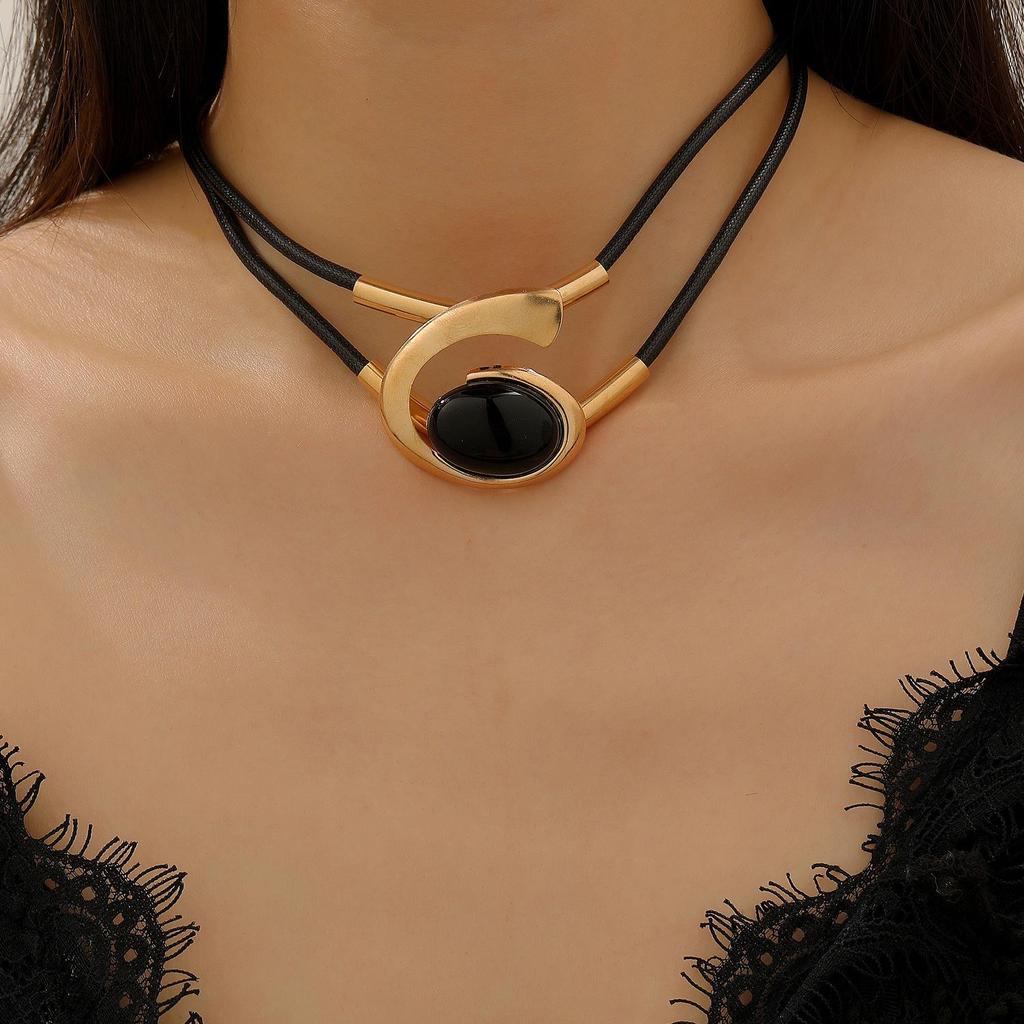 Bohemian Špirálový Šnek Akrylový Drahokam Šperky Set: Dámská sada náhrdelníku a náramku