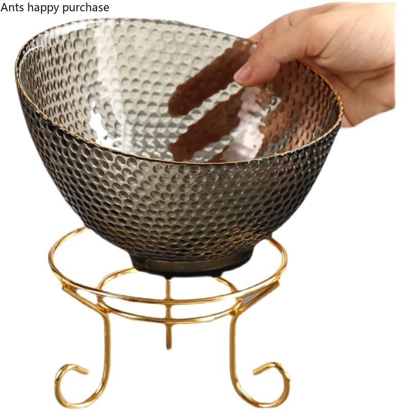 Glass Bowl Translucent Fruit Tray Desktop Storage Box Fruit Salad Bowl Home Decorative Plate Dessert Plate Snack Plates Dishes