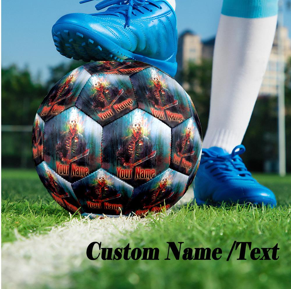 Custom Text Size 5 Soccer Ball, Standard Match Football For OutdoorFriday the 13th Jason Voorhees