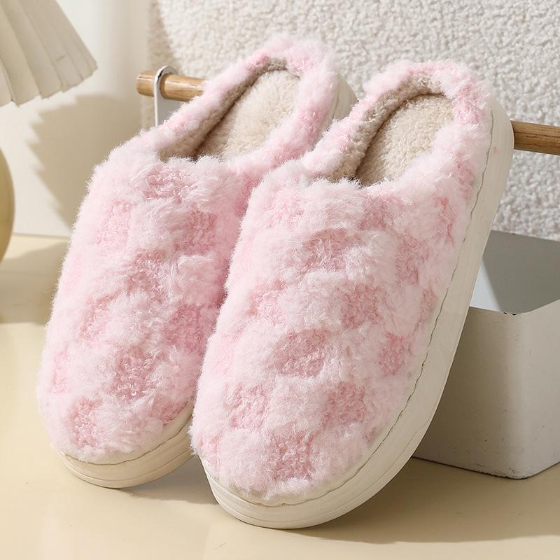Winter wear non-slip fluffy slippers cotton mop thickened warm indoor cotton slippers