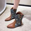 Retro Western Cowboy Stiefel für Damen 2024 Neue Herbst/Winter Splicing Kurze Stiefel Internetberühmte Street Trendy Damenschuhe
